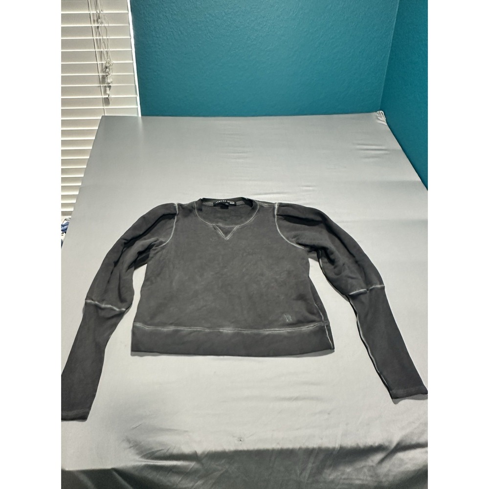 Veronica Beard Sweatshirt Gray Crop Long Fitted Wrist Round Neck Size S